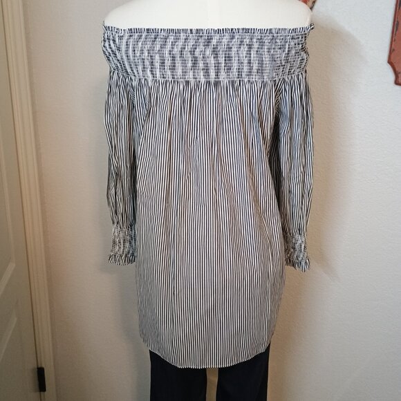 Haute Monde Striped Off the Shoulder Long Sleeve Top size Small - Picture 5 of 12